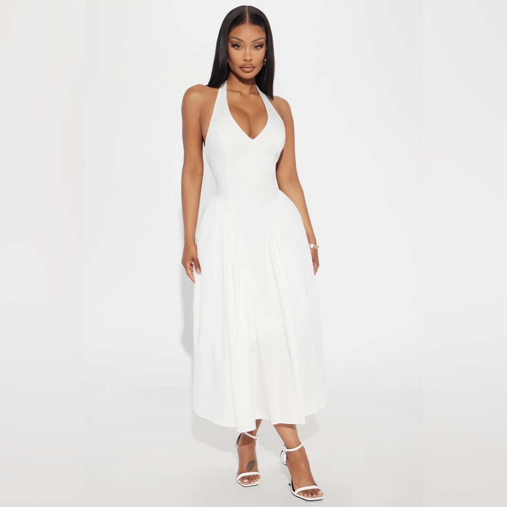 Fashion nova mara corset halter dress white